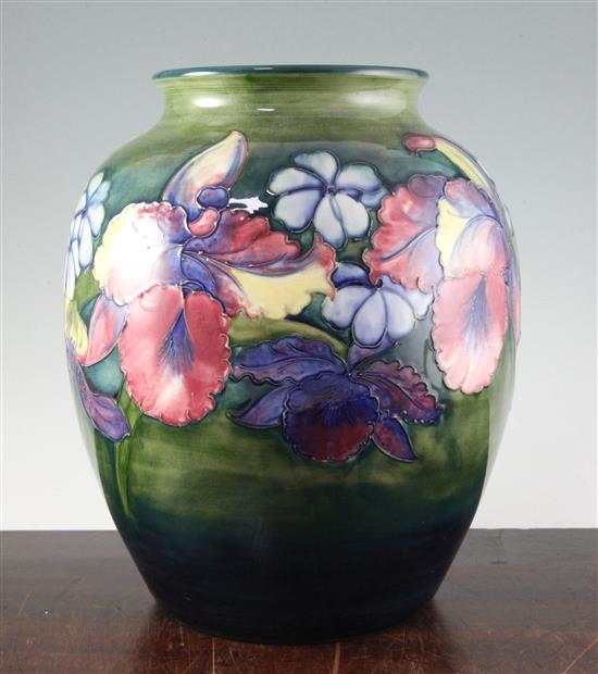 A Moorcroft Iris and Spring Flowers pattern vase, post war, h. 31cm